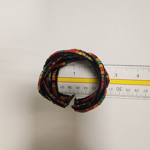 Beaded twist hinged bracelet unmarked jb - Picture 8 of 9